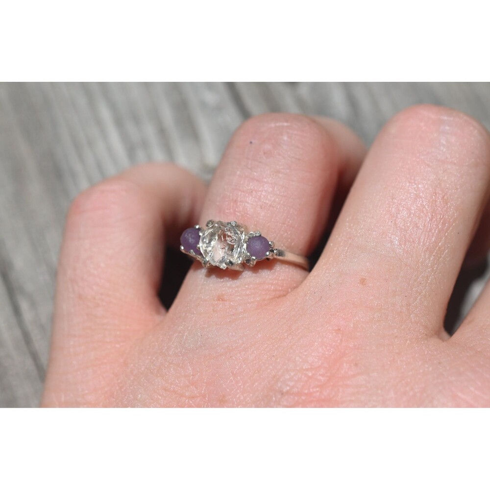 Grape agate ring sterling silver raw stone rings size 7